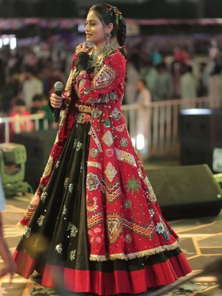 Fascinating Black Garba Wear Lehenga Choli Set with Mirror Work and Designer Shrug Navratri Lehnega Choli