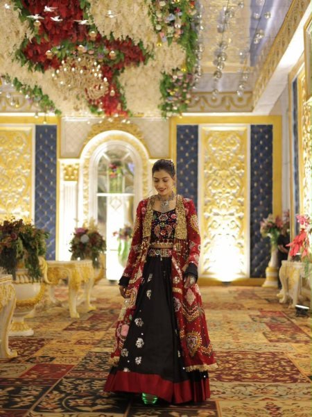 Fascinating Black Garba Wear Lehenga Choli Set with Mirror Work and Designer Shrug Navratri Lehnega Choli