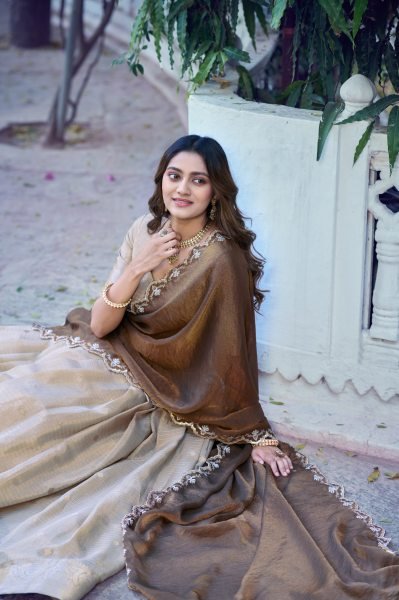 Fascinating Cream Boutique Style Chinon Checks Lehenga Choli with Premium Zari Work Designer Lehenga Choli