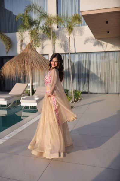 Fascinating Cream Sindur Silk Lehenga Choli with Shrug for Party Wear at Wholesale Rate Designer Lehenga Choli