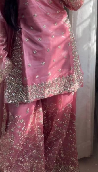 Fascinating Baby Pink Rimmy Choo Embroidery Coding and Dori Work Top Plazzo and Dupatta Set for Exporters Ready To Wear Collection