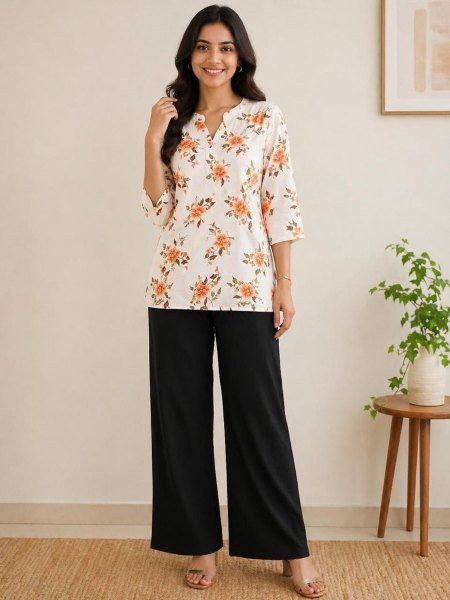 Fascinating Orange Flower Premium Casual Wear Rayon Co Ord Collection
