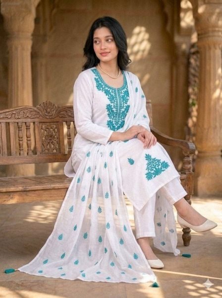 Fascinating Rayon Embroidered Kurti Pant Set with Dupatta for Women Office Wear Embroidery Kurtis 