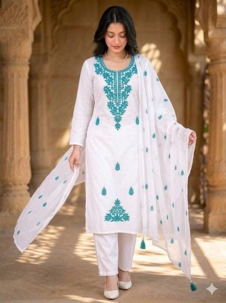 Fascinating Rayon Embroidered Kurti Pant Set with Dupatta for Women Office Wear Embroidery Kurtis 