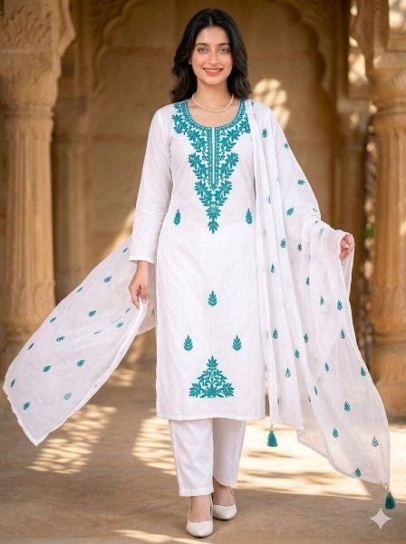 Fascinating Rayon Embroidered Kurti Pant Set with Dupatta for Women Office Wear Embroidery Kurtis 