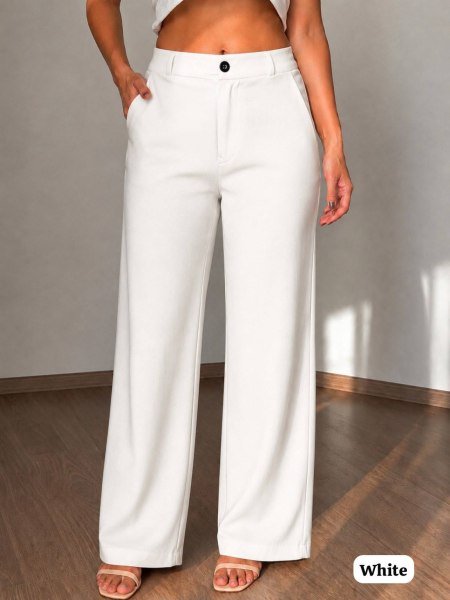 Fascinating White Premium Imported Stretchable Women's Trousers with Pocket Design Bottom Wear