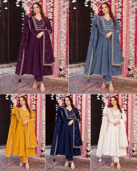 Fascinating Wine Roman Silk Anarkali with Embroidered Dupatta and Border Lace Anarkali Kurtis 