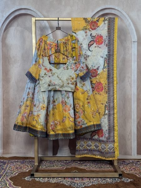 Fascinating Yellow Fully Stitched Tabby Silk Lehenga with Cotton Inner and Dori Latkan Designer Lehenga Choli