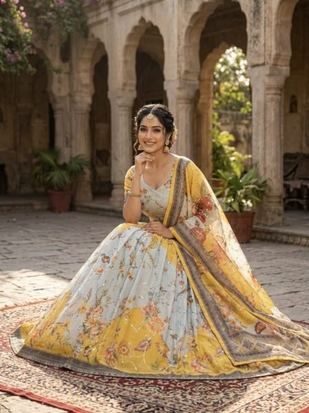 Fascinating Yellow Fully Stitched Tabby Silk Lehenga with Cotton Inner and Dori Latkan Designer Lehenga Choli