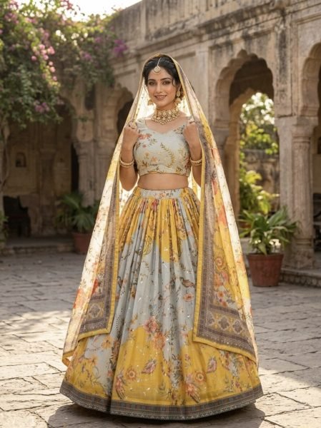 Fascinating Yellow Fully Stitched Tabby Silk Lehenga with Cotton Inner and Dori Latkan Designer Lehenga Choli