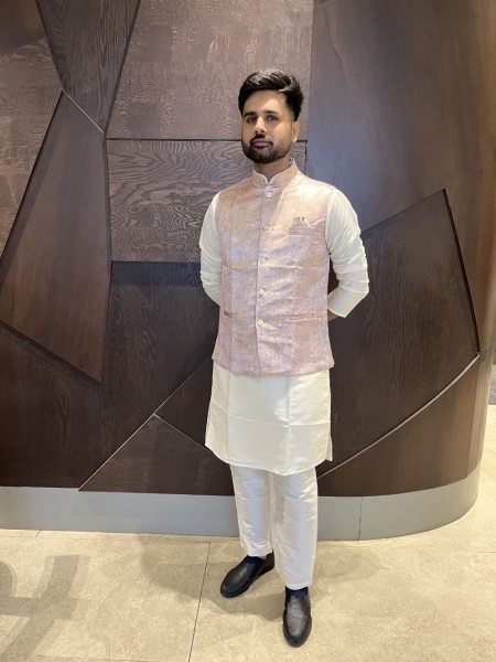 Blush Peach Jacquard Nehru Koti Kurta Set Festive Style for Resellers at Wholesale Rate Kurta Pajama Wholesale