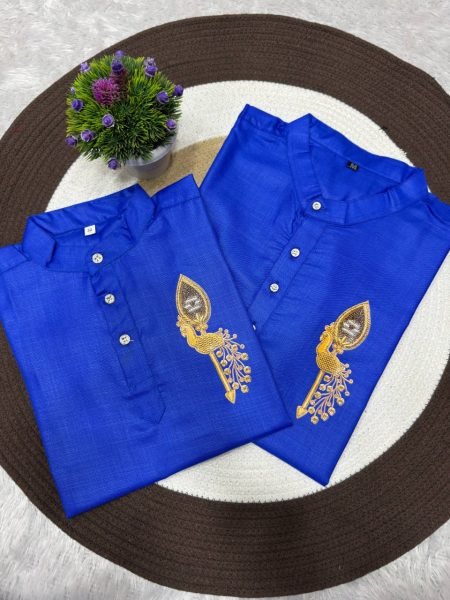 Father Son Blue Jippa Set with Soft Magic Cotton Printed Fabric at Wholesale Rate Father Son Collection 