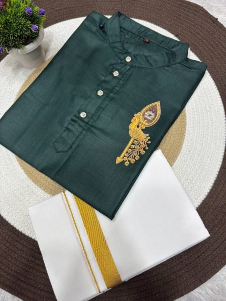 Father Son Green Matching Jippa Set in Premium Soft Magic Cotton For Festival Father Son Collection 