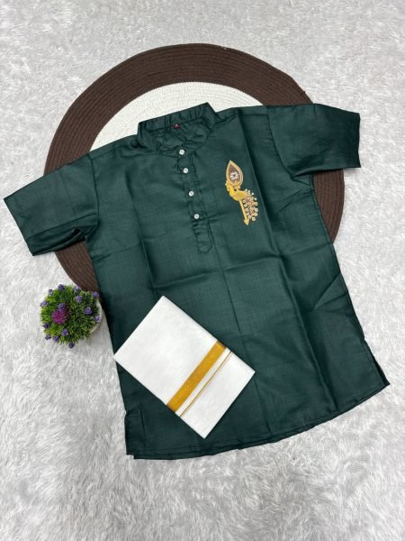 Father Son Green Matching Jippa Set in Premium Soft Magic Cotton For Festival Father Son Collection 