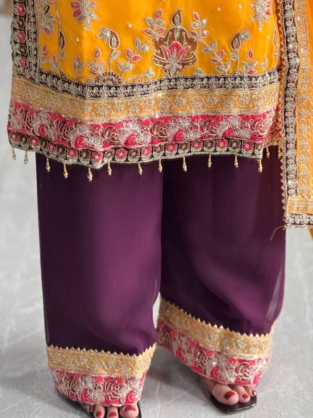 Faux Georgette Kurti Set with Moti and Sequin Work Ready to Wear Ready To Wear Collection