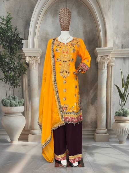 Faux Georgette Kurti Set with Moti and Sequin Work Ready to Wear Ready To Wear Collection