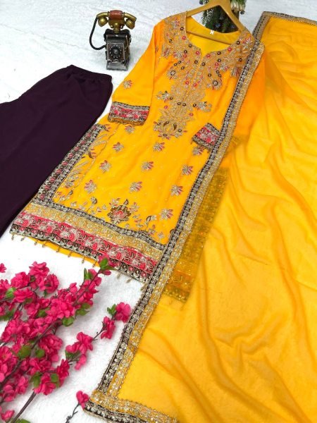 Faux Georgette Kurti Set with Moti and Sequin Work Ready to Wear Ready To Wear Collection