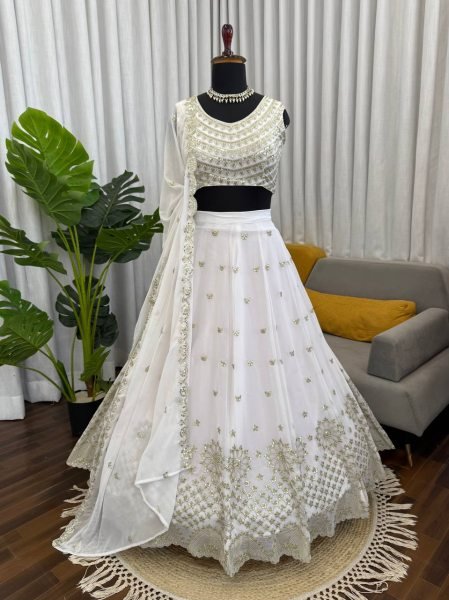 Faux Georgette Lehenga with Thread Sequins Work for Wedding Wear Designer Lehenga Choli