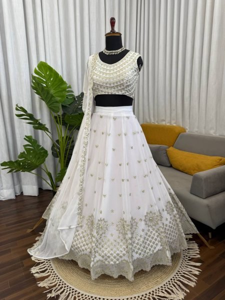 Faux Georgette Lehenga with Thread Sequins Work for Wedding Wear Designer Lehenga Choli