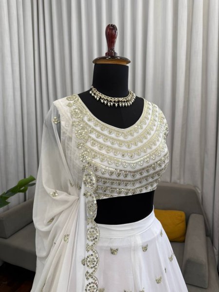 Faux Georgette Lehenga with Thread Sequins Work for Wedding Wear Designer Lehenga Choli