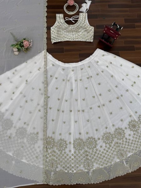 Faux Georgette Lehenga with Thread Sequins Work for Wedding Wear Designer Lehenga Choli