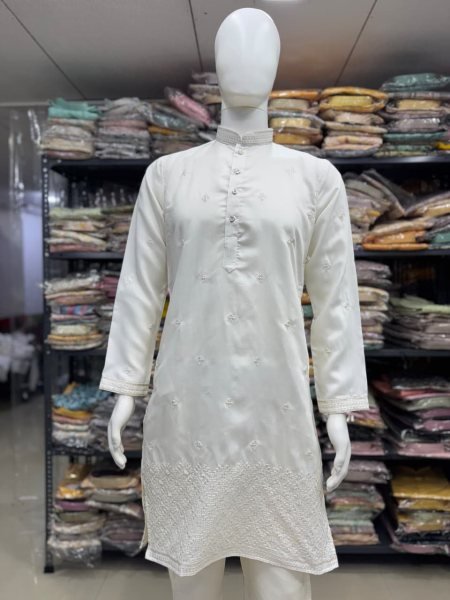 Fendy Silk Embroidered Kurta Pajama Set Ready to Wear Outfit for Functions Kurta Pajama Wholesale