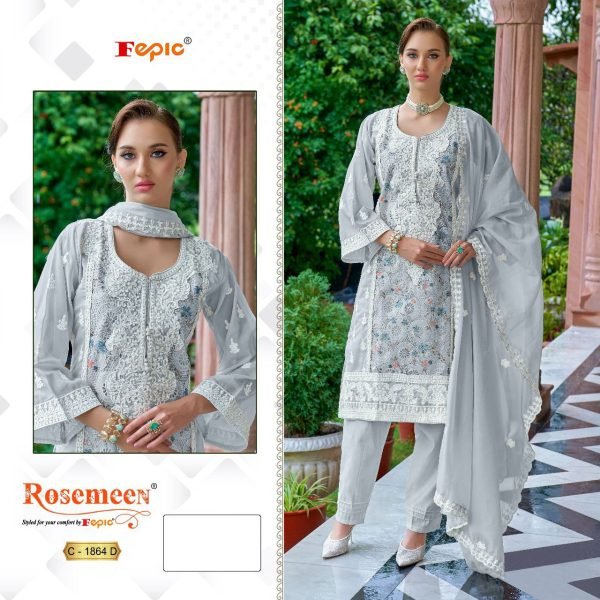 Fepic Rosemeen C 1864 Organza Embroidered Pakistani Suit at Low Price Pakistani Suits Wholesale