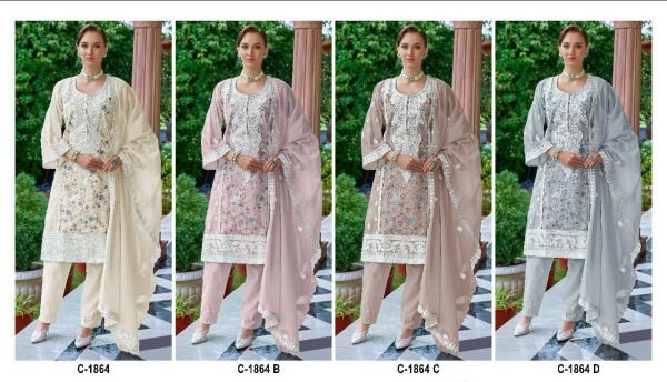 Fepic Rosemeen C 1864 Organza Embroidered Pakistani Suit at Low Price Pakistani Suits Wholesale