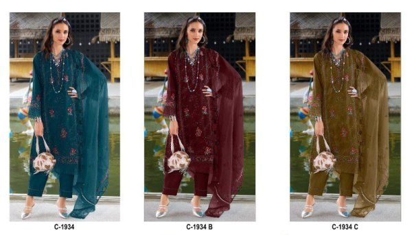 Fepic Rosemeen C 1934 Organza Embroidered Pakistani Suit for Wholesalers Pakistani Suits Wholesale