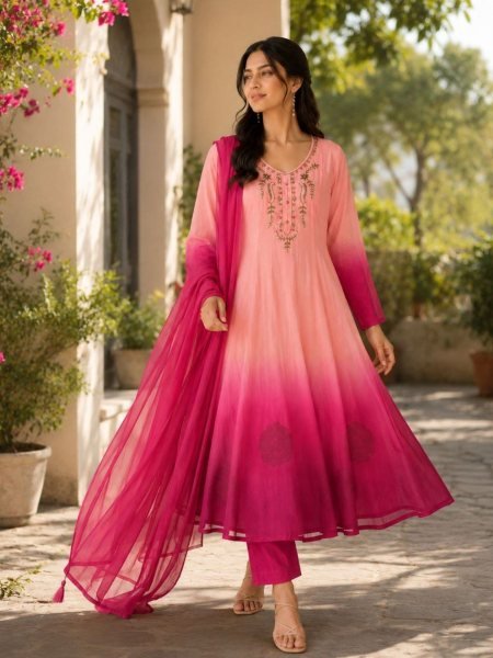 Festival Special Designer Anarkali Gown 6 Meter Flair with Dupatta for Festivals Kurtis