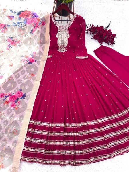 Festival Special Embroidered Sequence Work Gown Pant With Dupatta  Ready To Wear Collection