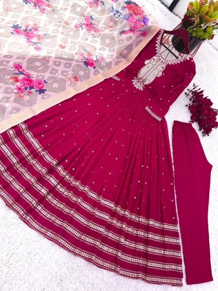 Festival Special Embroidered Sequence Work Gown Pant With Dupatta  Ready To Wear Collection