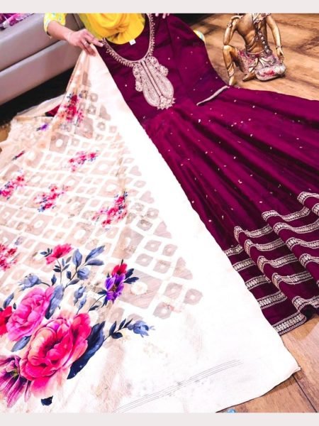 Festival Special Embroidered Sequence Work Gown Pant With Dupatta  Ready To Wear Collection