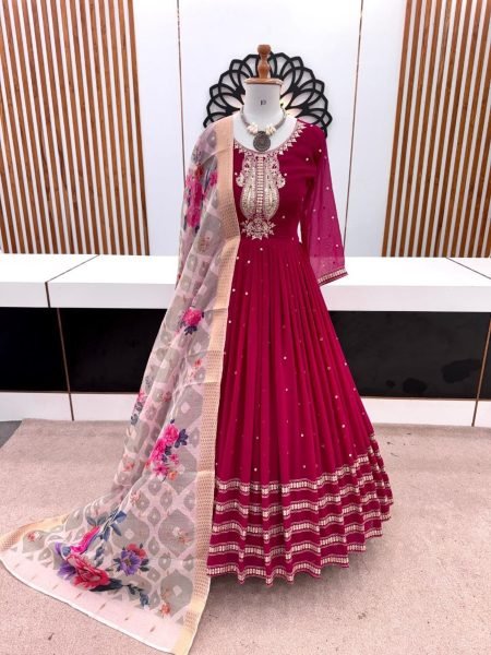 Festival Special Embroidered Sequence Work Gown Pant With Dupatta  Ready To Wear Collection