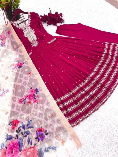 Festival Special Embroidered Sequence Work Gown Pant With Dupatta  Ready To Wear Collection