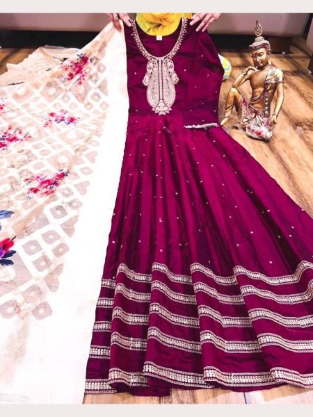 Festival Special Embroidered Sequence Work Gown Pant With Dupatta  Ready To Wear Collection