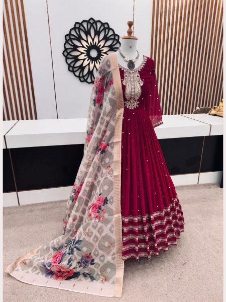Festival Special Embroidered Sequence Work Gown Pant With Dupatta  Ready To Wear Collection