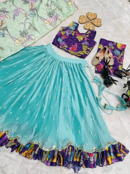 Festival Special Heavy Chinnon Silk Kids Lehenga Choli  Girls Wear