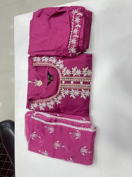 Festival Special Heavy Embroidery Lace Work Kurti Pant With Dupatta 3 Piece Kurti Set