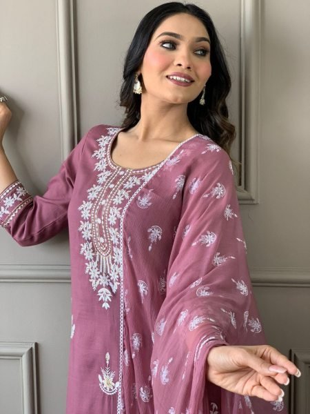 Festival Special Heavy Embroidery Lace Work Kurti Pant With Dupatta 3 Piece Kurti Set