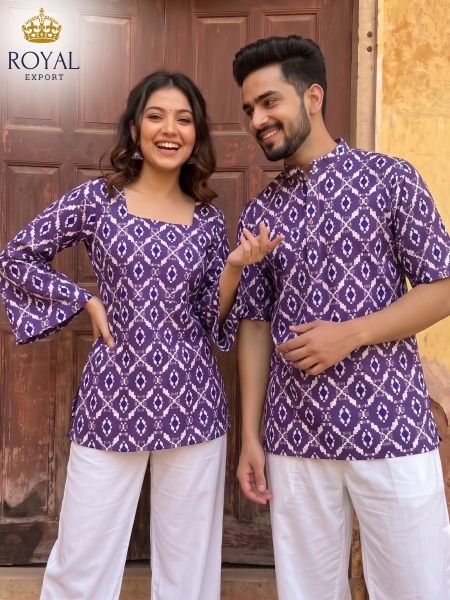 Festival Special Purple Couple Short Kurti Kurta Set Combo Couple Combo collection 