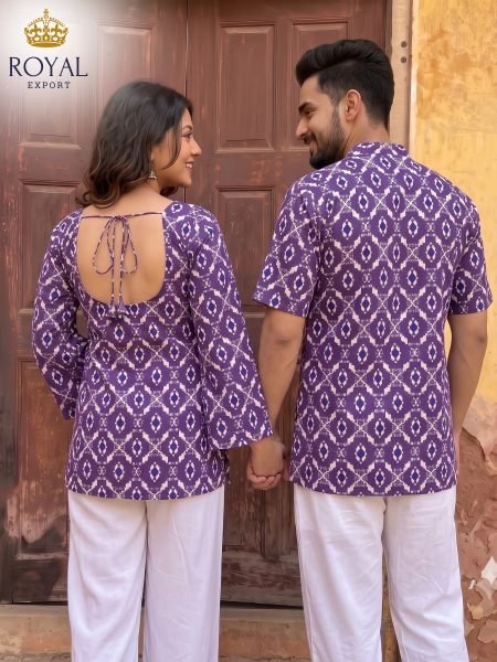 Festival Special Purple Couple Short Kurti Kurta Set Combo Couple Combo collection 