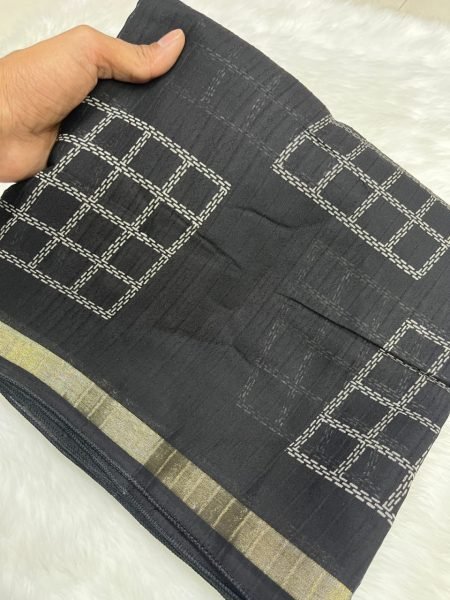 Festive Black Cotton Silk Saree with Simple Elegant Design Cotton Sarees Wholesale