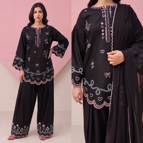 Festive Black Roman Chanderi Silk Farshi Salwar Suit with Sequin Embroidery for Wedding Ready To Wear Collection