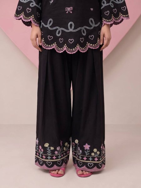 Festive Black Roman Chanderi Silk Farshi Salwar Suit with Sequin Embroidery for Wedding Ready To Wear Collection