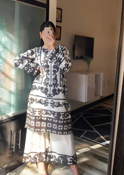 Festive Black White Stylish Crepe Co Ord Set for Women Casual Collection CO ORD Sets