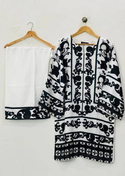 Festive Black White Stylish Crepe Co Ord Set for Women Casual Collection CO ORD Sets