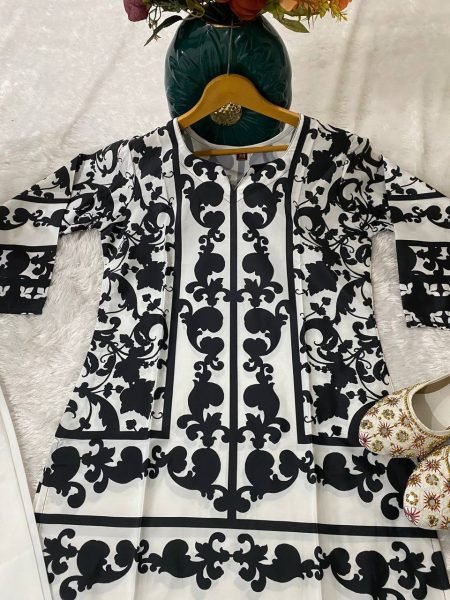 Festive Black White Stylish Crepe Co Ord Set for Women Casual Collection CO ORD Sets