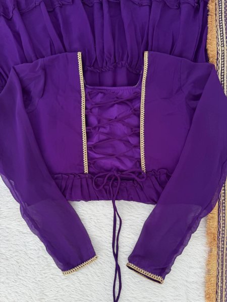 Festive-charm Purple 15m Flair Georgette Ruffle Anarkali with Dupatta for Party Wear Georgette Kurti 