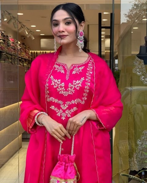 Festive charm Viscose Silk Embroidered Lagadi Patta Kurti with Cotton Pant   Cut Work Dupatta for Office Wear  Straight Cut Long Kurtis